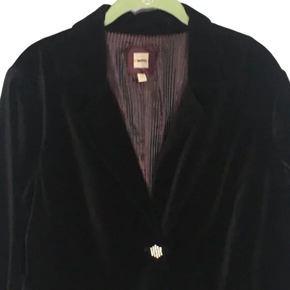 Black Velvet Blazer Rhinestone Buttons Jacket Womens XL - Picture 13 of 16